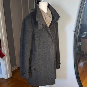 Kristen Blake Gray Wool Coat with Button Details